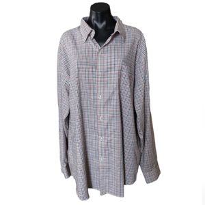 VAN HEUSEN Men's Brown Cream Green Plaid Long Sleeve XXL